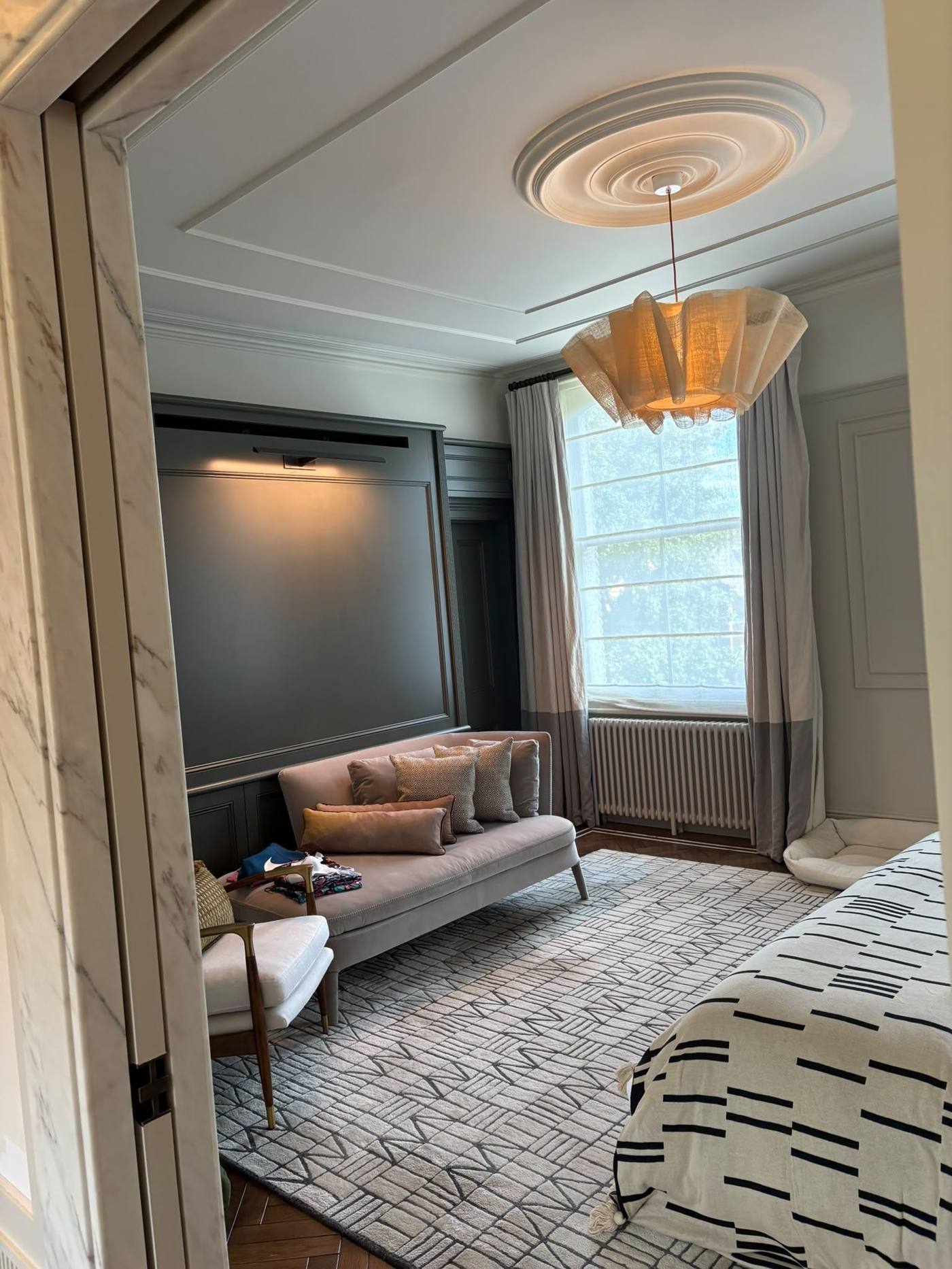 Bedroom media wall decorating project, London