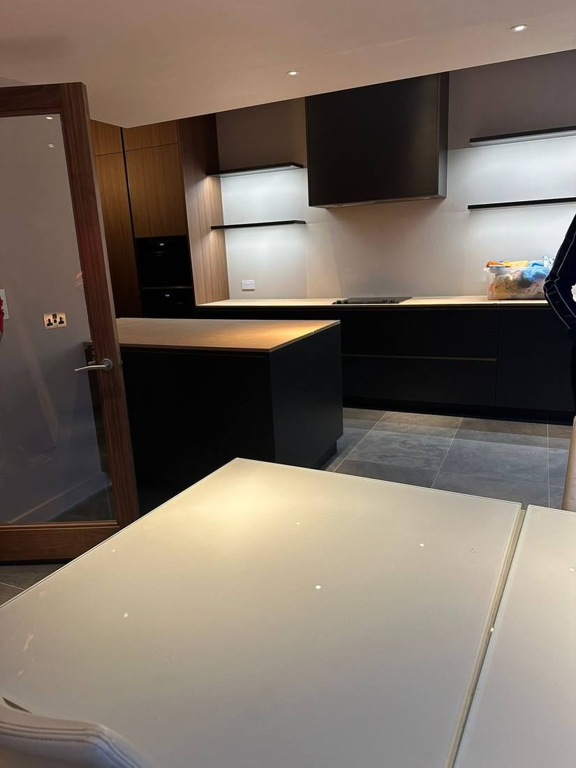 High-Gloss Dark Kitchen