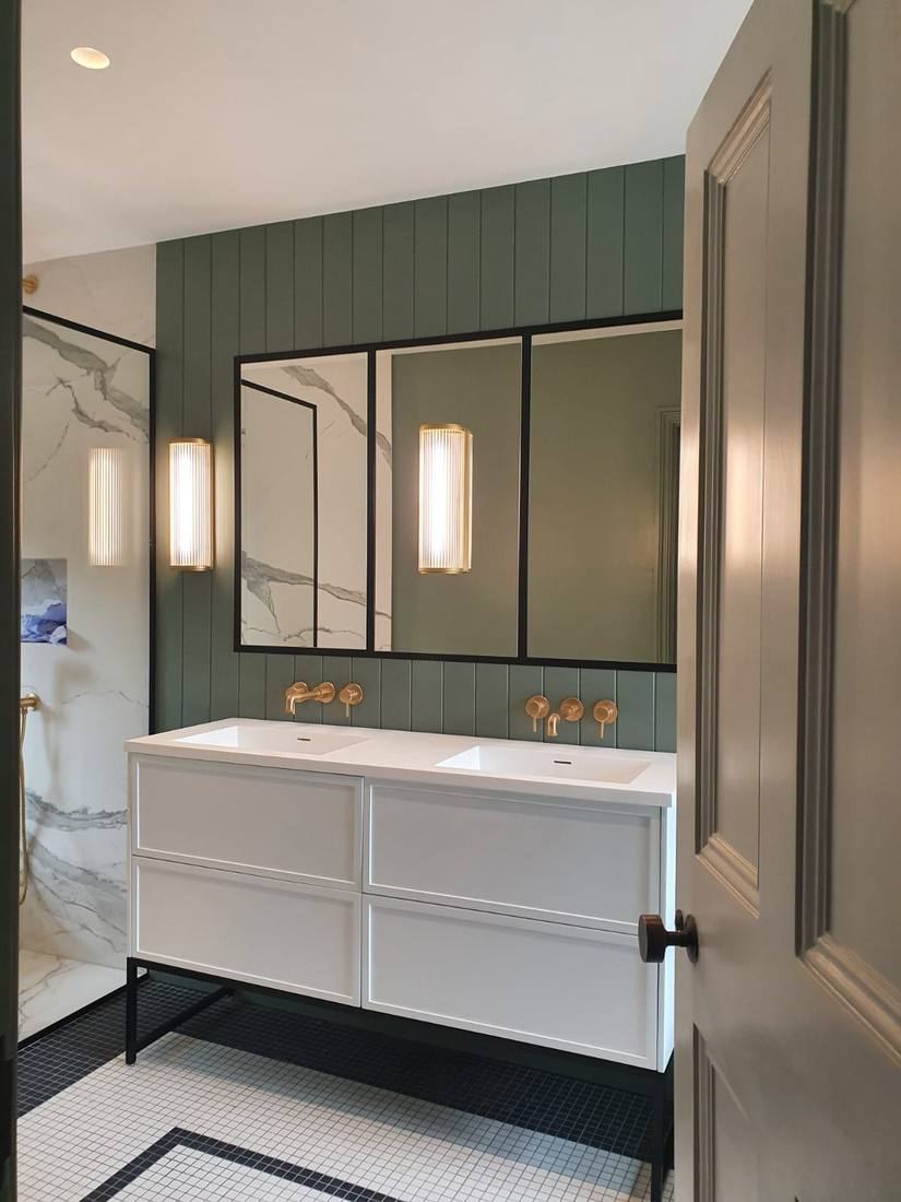 Sage Bathroom — Double Vanity